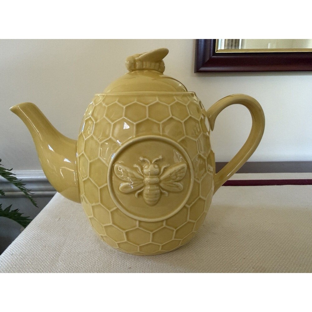 Yellow "French Bees" Teapot by Suzanne Nicoll for Certified International
